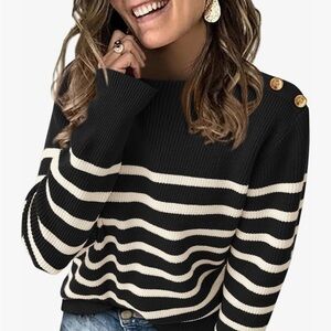 Striped Black and white  Women's Sweater